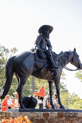 The new Frank Eaton monument. It stands on the northeast corner fo campus.